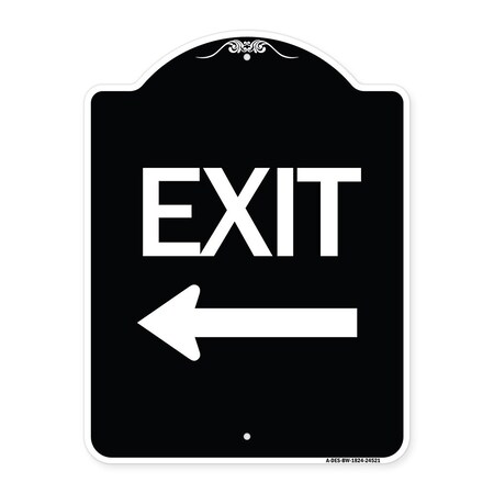Signmission Exit with Left Arrow Heavy-Gauge Aluminum Architectural Sign, 24" H, 18" L, BW-1824-24521 A-DES-BW-1824-24521